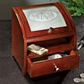 One Drawer Men's Valet With Frosted Glass Top In Black Or Cherry Finish