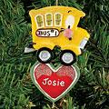 School Bus With Heart Ornament