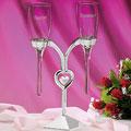 Silver Heart Champagne Flute Set