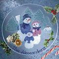 Snowman Family Glass Platter