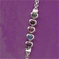 Sterling Silver Mother's Heart Birthstone Bracelet