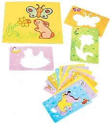 Easter Stencil Cards, Immovable Of 16