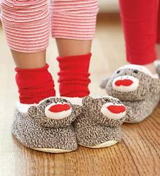 Infant Sock Monkey Slippers Size 7-12 Mos.